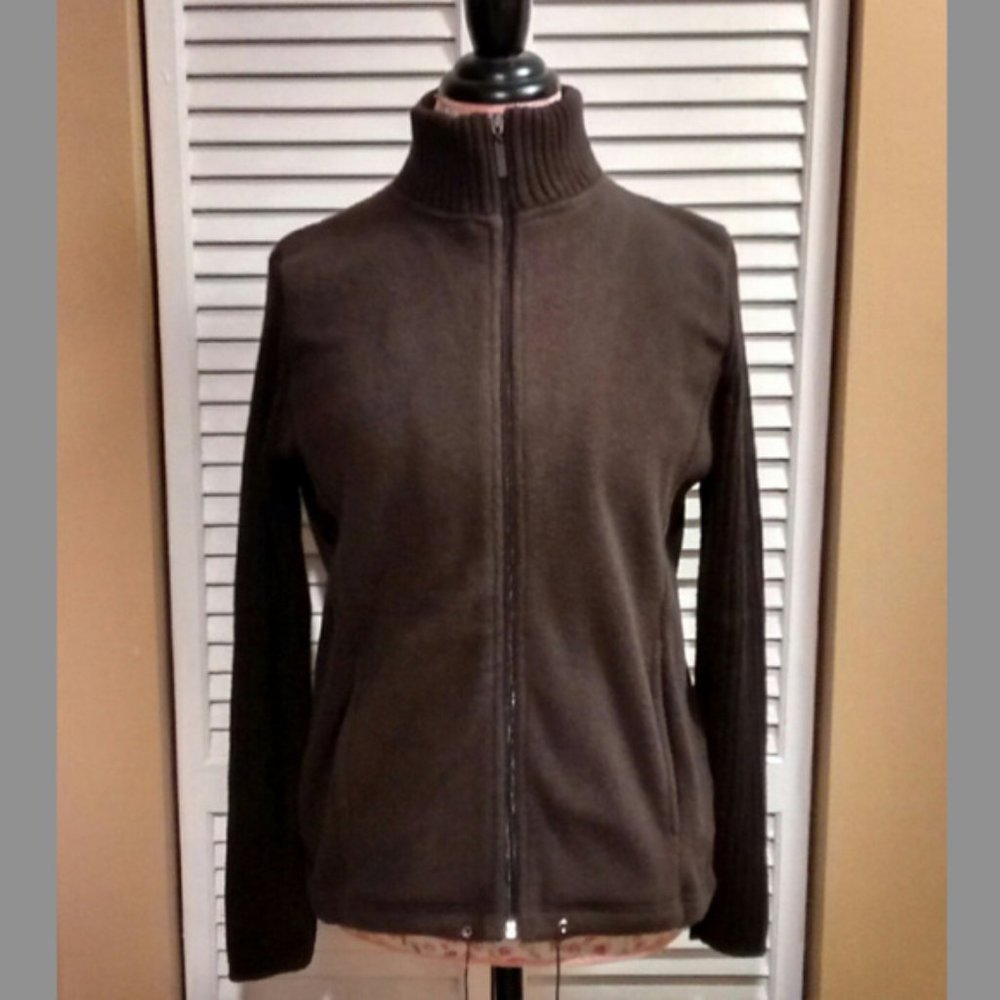 NWOT Carolyn Taylor Brown Zip-up Sweater Jacket, Size S